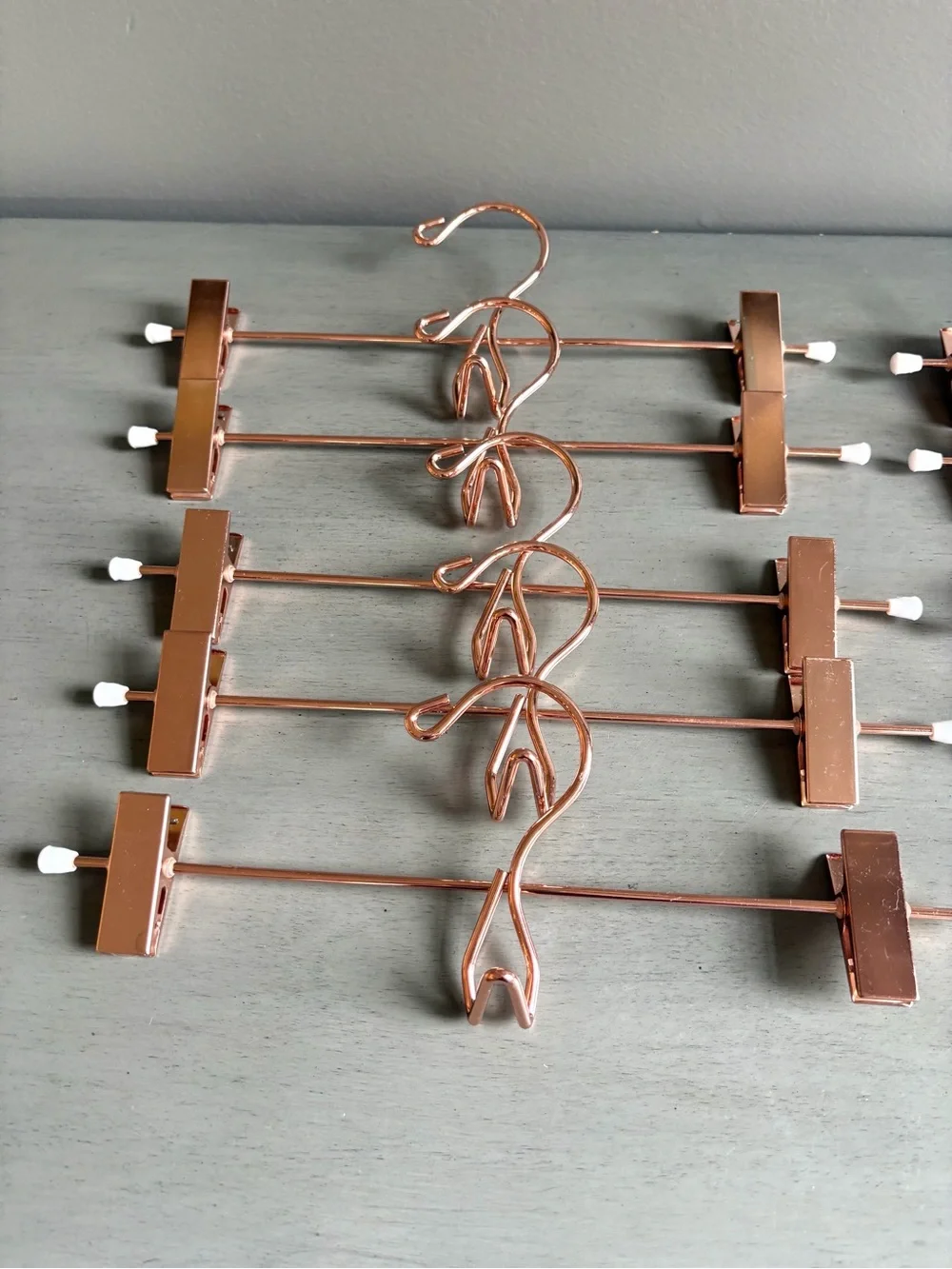 Space Saving Hangers Rose Gold Pink Metal Pant Jean Skirt Clip Clothes -10 Pack